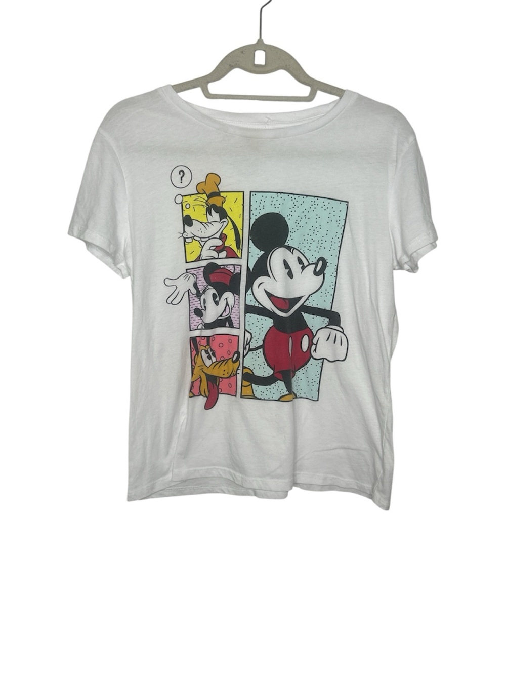 Disney Mickey Mouse & Friends Comic Panel T-Shirt White — Kids Size Large